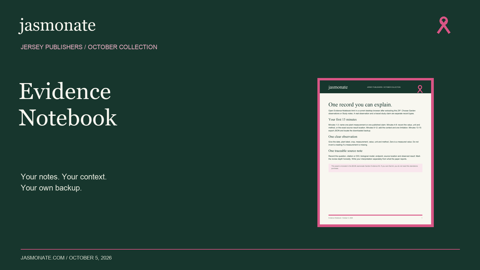Jasmonate Evidence Notebook