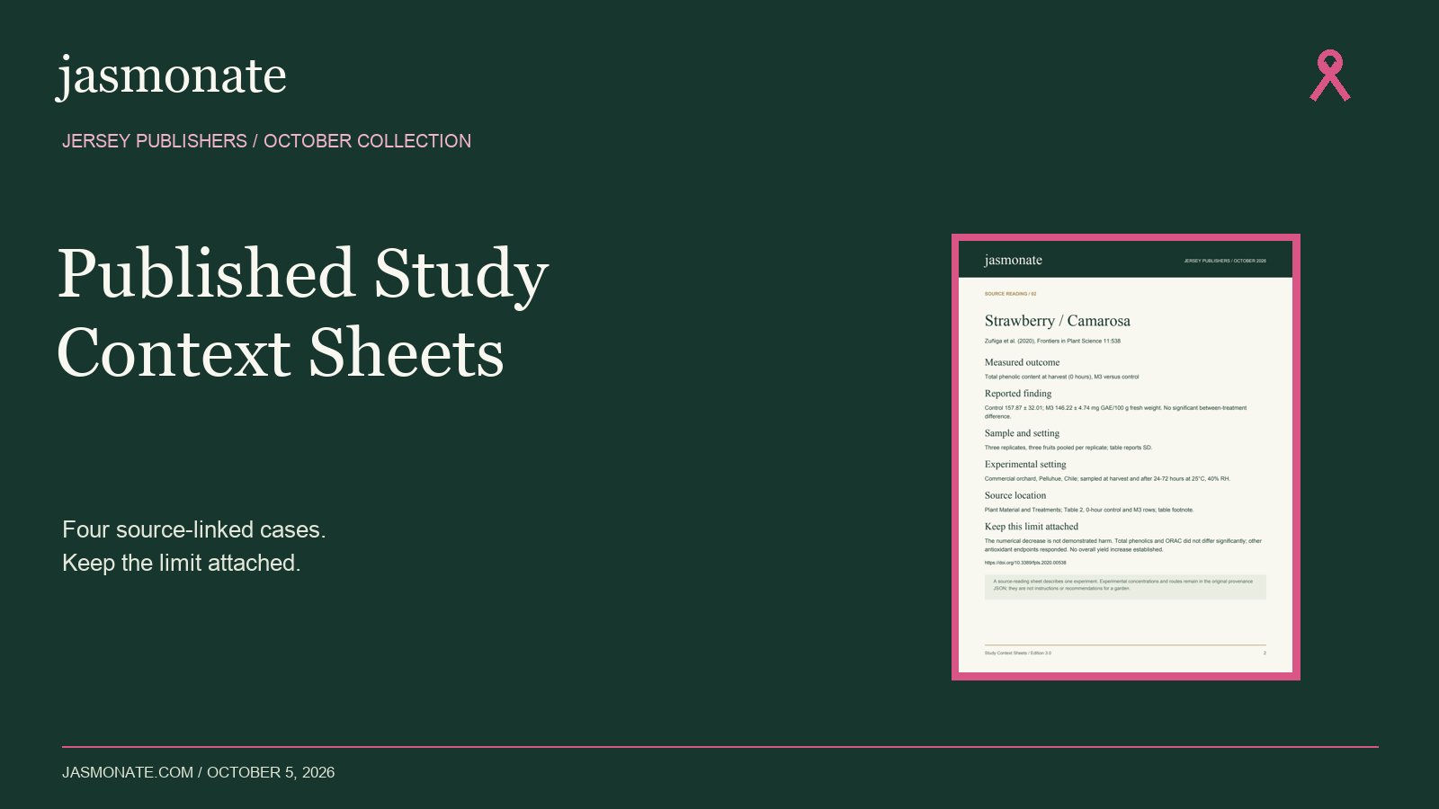 Jasmonate Published Study Context Sheets